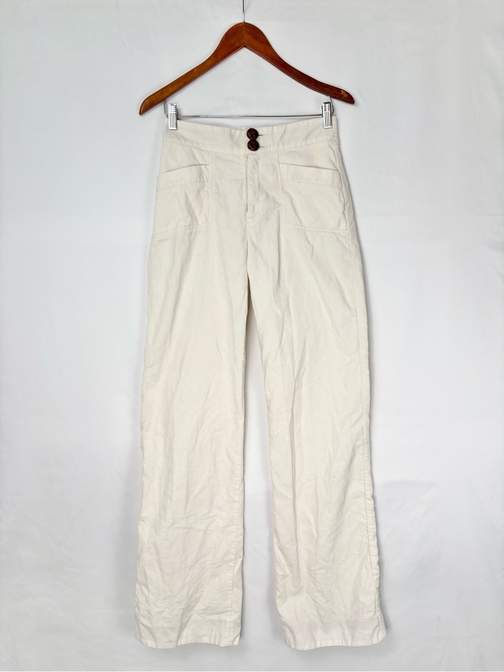 Trovata Juniper Cream Corduroy Wide Leg Pant Size 2 White High Waist